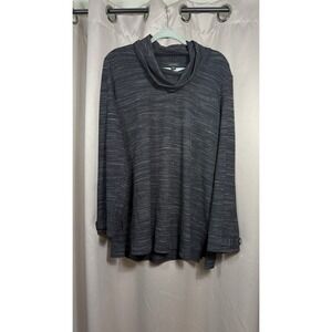 J.Jill Wearever Collection Women's Cowl Neck Tunic Top Gray Shimmer Knit L